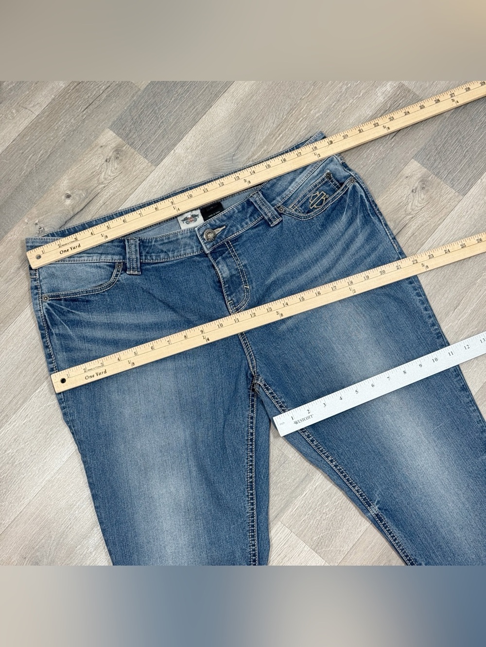 Harley-Davidson Skinny Slim-Fit Low-Rise Jeans Indigo Women Size 18 99130-17VW - Picture 9 of 12